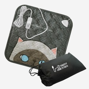 한일 USB 전기방석 + 전용보관가방 국내생산 양면 전기방석, [USB] 빼꼼냥이, 그레이