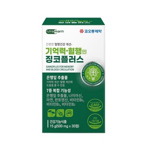 코오롱제약 - 기억력 혈행엔 징코플러스 500mg x 30정