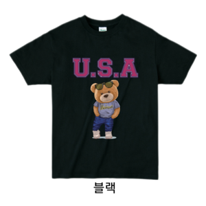 M/L/XL 남녀공용 반팔티셔츠 커플 우정 패밀리룩 단체티 주문제작 USA반팔 빅사이즈