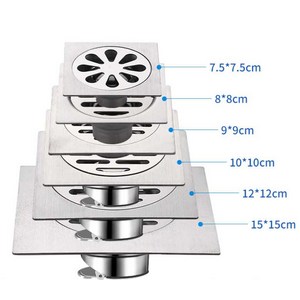 스테인레스 사각 배수구커버 하수구 덮개 트랩, 12cmx12cm 두꺼운 이중 목적바닥배수구