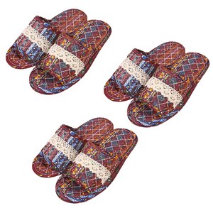 (1+1+1) 더블패드 순 면실내화 이중바닥 쿠션면실내화 거실화 실내화 층간소음방지 슬리퍼 학생용실내화 키즈실내화 아동실내화 덧신, 33.보헤미안 와인(1+1+1) MF228, 1개