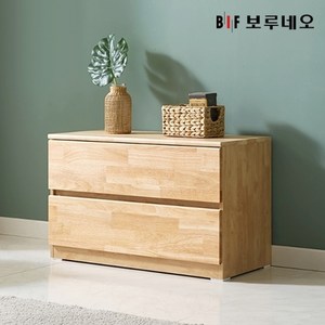 앳홈 테드 러버 원목 800 2단 서랍장 (깊이400), 내추럴 원색