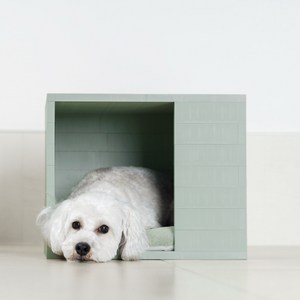독톡 DIY 블럭 애견 강아지 하우스 소형 7단+방석 포함 반려동물 하우스, 애쉬그린