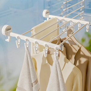 K-STORE 원터치 설치 무타공 건조대 접이식 벽걸이 수건걸이 빨래건조대 건조대 튼튼한 간편한 미니 원룸 소형 창문 베란다 화장실 욕실, 화이트