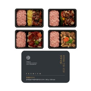 넉넉소반 4종 블랙에디션 직장인을 위한 단백질 점심 냉동 간편 프리미엄 도시락, 일회용품 필요하지 않습니다., 1세트, 1.519kg