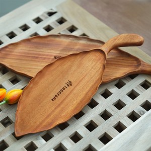 트리포크 마호가니 나뭇잎 디자인 플레이팅 접시, 1개