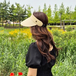 듀이로즈 여성 썬캡 자외선 차단 여름 밀짚 라피아 모자