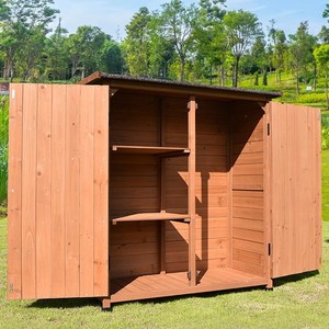 샌톤 원목 농막 조립식창고 농막컨테이너 미니창고 이동식창고 간이창고 야외보관함 농기구보관함 야외수납장 전원주택, 4.양문-우드 (분할선반)