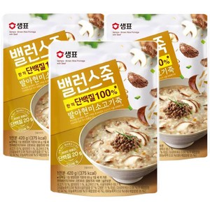 샘표 밸런스죽 발아현미 소고기죽, 420g, 3개