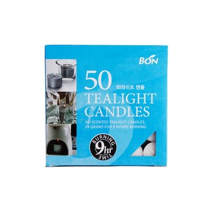 티라이트 9시간 연소 50개입 BON Tealight Candle 9 Hou Buning 50ea, 무향, 1.2kg, 2개