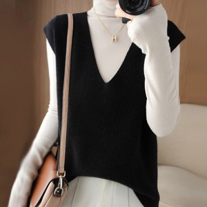 여성 니트조끼 브이넥 니트 베스트 루즈핏 오버핏 반팔핏 숄 조끼