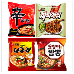 [하나로마트] 하나가득히 봉지라면 멀티 4종 (신라면+오징어짬뽕+너구리+짜파게티), 20개
