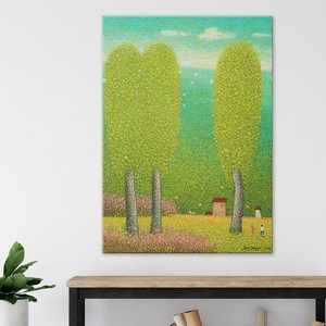 [인메이블] 장용길 작가 아트에디션 46종 캔버스 액자 1~22번 풍경화 거실 인테리어 그림 추상화 달항아리, 10.[I]연두빛 사랑, 소형6호 [27.3x40.9cm]