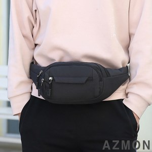 AZMON 심플 무지 옥스퍼드 힙색 가방 0.13kg 초경량 넓이24cm x 높이14cm x 두께10cm, 블랙, 1개