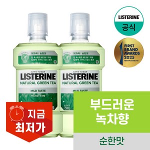 리스테린 내추럴 그린티 마일드 구강청결제, 750ml, 2개