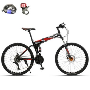 AXINE 접이식자전거 출퇴근용 성인 접는 경량 휴대용 24 26인치, 24인치 21단, 기본형(블랙+레드)