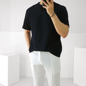 로니제이 남성용 빅사이즈 쿨링 스판 라운드 v트임 반팔 티셔츠