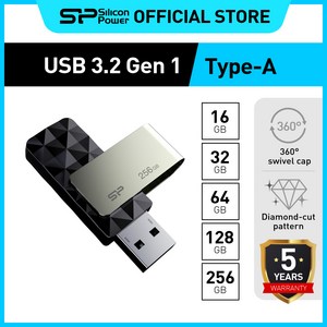 실리콘파워 Silicon Powe USB 3.2 Gen1 블레이즈 B30 금속 스핀 회전 메모리 허브, 블랙, 128GB