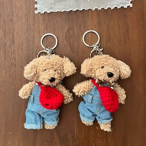 복실이푸들 멜빵코디 강아지키링, 베이지, 1개
