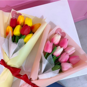 조화 튤립 꽃다발 (9가지 색상) 조화꽃 선물, 튤립 단품(포장X), 8송이, 7.핑크포인트