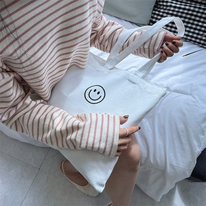 아옴 여성용 트렌디 스마일 심플 데일리 에코백