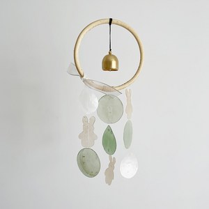 [22USE_0083](쿠팡)호유즈동물원 비맞는토끼+도어벨 자개모빌 DIY-KIT_카키(S), 카키(S)