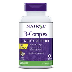 Natrol B-컴플렉스 패스트 디졸브 코코넛맛 타블렛, 1개, 90정