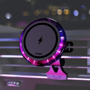 미아크 뮤직 LED 반응형 맥세이프 차량용 고속 무선충전 휴대폰 거치대, miak Music Light Charger, 블랙