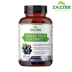 포도씨 추출물 항산화 ANTIOXIDANT 400mg 비건 180캡슐 Zazzee, 180정, 1개