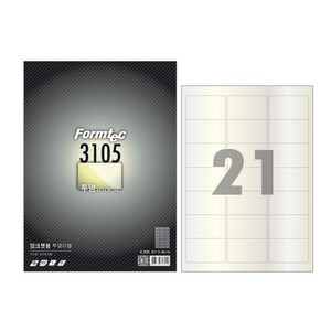 폼텍 전산라벨 IC-3105 잉크젯 투명 라벨지 5p, 21칸, 3권