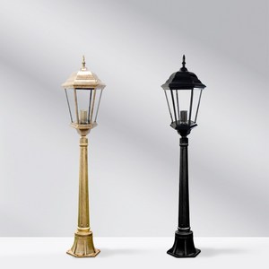 나눔조명 전기 정원등 투명육각 가로등 정원등 잔디등 외부 야외 조명 LED, [검정]총 높이 1.1M(기둥0.7M)