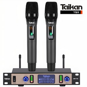 타이칸 무선마이크 2채널 듀얼 노래방 무선 마이크 UHF 송수신기 세트 MW-700