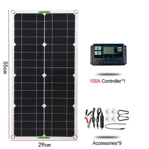 태양광패널 태양열발전기 가정용태양광 2000w 1000w 태양 전지 패널 18v 고효율 단결정 휴대용 유연한 방수 비상 충전 야외 태양 전지, 1세트 스타일 2, 1개