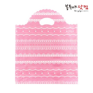 봉투야닷컴 LDPE 40호 (40x49cm) 50장 비닐쇼핑백, 레이스-핑크