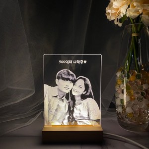 자체제작 아크릴무드등 결혼기념일 커플 부모님선물 led사진 각인조명 취침 센스 얼굴 포토 웨딩사진가격