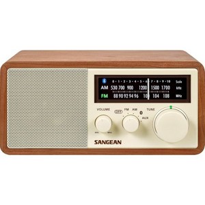 산진 라디오 WR-16SE AM/FM/Bluetooth/Aux-in/USB 전화 충전 45주년 스페셜 에디션 나무 캐비닛 (로즈 골드가 있는 다크 월넛), 월넛, 캐비닛 라디오