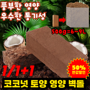 [식물성장촉진] 코코넛 토양 영양 벽돌 만능 코코넛 브릭 토양, 1개