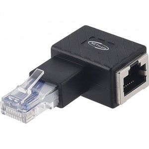 NETmate RJ-45 랜 왼쪽꺽임 연장 젠더 NM-RG02 좌향꺾임 8P8C RJ45 랜커플러 암수타입, 1개