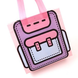 [아이디몬] 책가방 구디백 부직포 가방 2D 쇼핑백 손잡이 다회용 유치원 답례품 포장 클래식 선물, 분홍, 1개