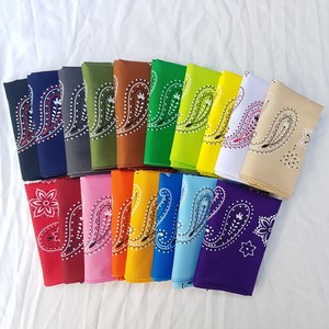 18컬러 50cm 투톤 페이즐리 국산 면 스카프 등산 두건 헤어밴드 주문 제작 손수건 1장