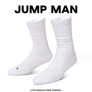 TOMMUP 두꺼운 장목 스포츠 양말 3SET, JUMP MAN 화이트
