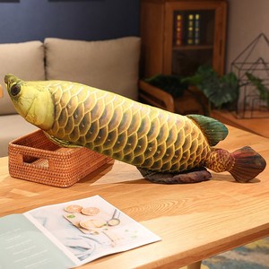 귀여운 실물 같은 골드 아로와나 봉제 장난감 물고기 인형 베개 쿠션 고양이 1, 60cm, 금, 1개