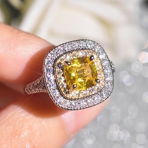 모이사나이트반지 925 실버 Moissanite 스퀘어 클러스터