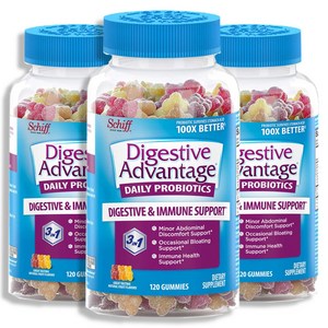 [사은품증정] 쉬프 다이제스티브 어드벤티지 프로바이오틱 유산균 120정 (구미) Schiff Digestive Advantage Pobiotic 120 Gummies, 3개