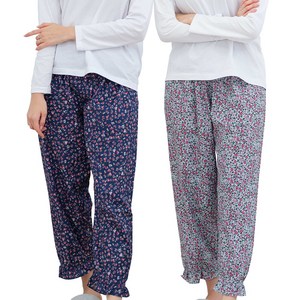 1+1 2매_여자 플라워 파자마바지_가볍고 쾌적한 아사 60수면