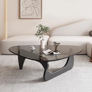소파테이블 강화유리 거실 티테이블 P-0300, 그레이+블랙