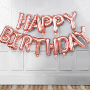 웰베이킹 해피벌스데이 레터링 풍선 / 생일파티용품, 1개, 로즈골드
