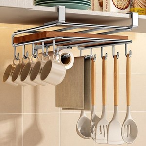 더디테일 주방 싱크대 걸이형 도마보관 조리도구 정리 키친타올 걸이 도마 선반 정리 다용도 선반 걸이, 1개, 실버