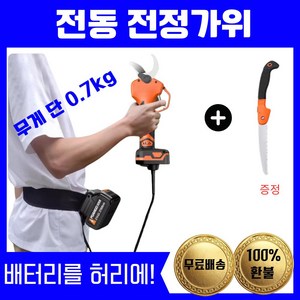 [단진MAX] 경량 충전 전지가위 풀세트 75mm 고출력 고사양 무선가지치기, 1개
