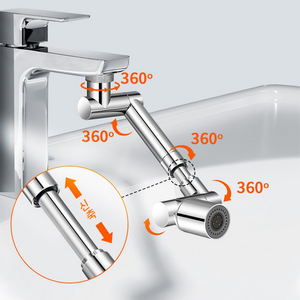Skapendy 세면대 수도꼭지 연장탭 회전식 워터탭 수도꼭지 신축로봇팔 2중분사 모드 1440도회전, 1개